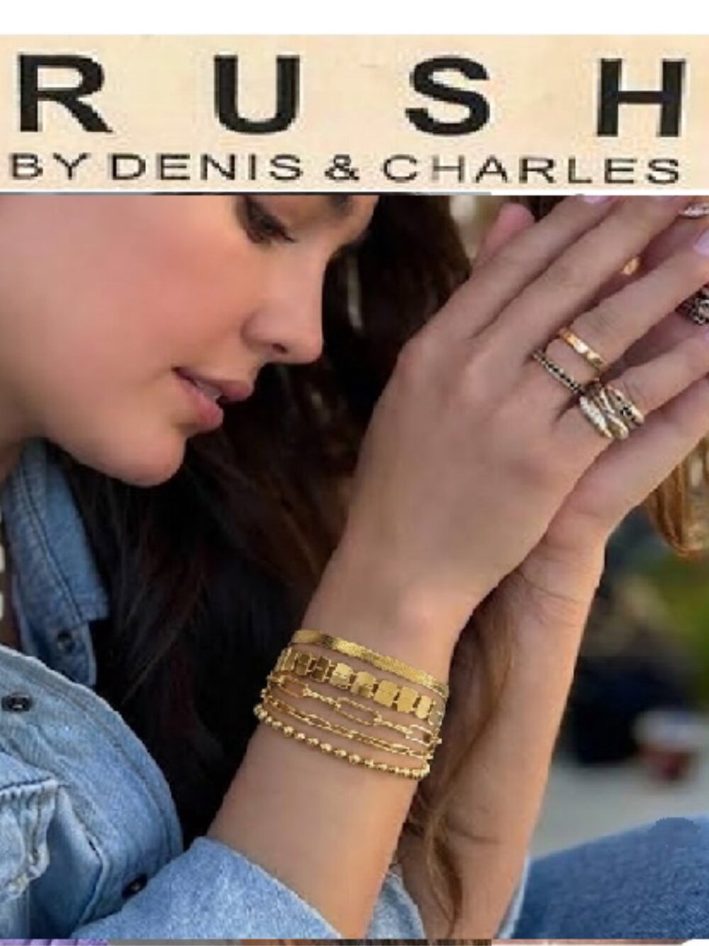 RUSH 4 in 1 Gold Cuff Bangle Bracelet